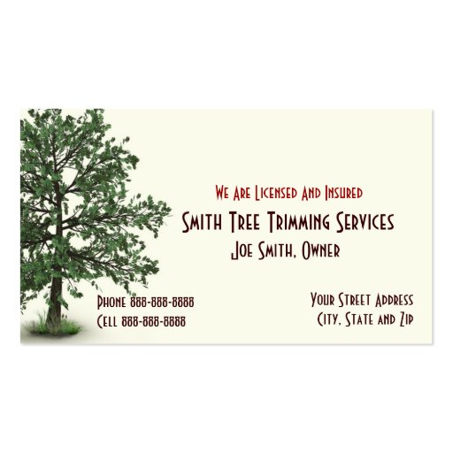 Tree Trimming Care Services Business Card