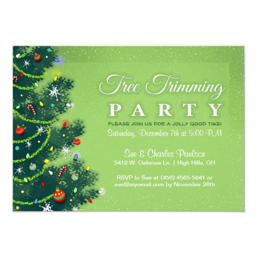 Tree Trimming Party Invitation Green Tree Zazzle