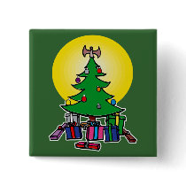 Tree with angel on top & gifts pinback buttons