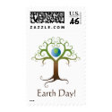 Tree with branches surrounding planet earth zazzle_stamp