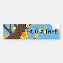 Tree with Circles on Blue Background - Abstract Bumper Sticker
