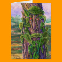 Tree with Face of Grape Leaves cards