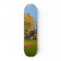 Tree With Falling Leaves In Autumn skateboards