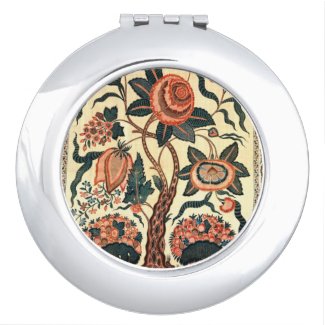 Tree with Flowers and Horns of Plenty compact cosmetics mirror featuring A hand painted design dating from the 1750s by an unknown artist in India 
