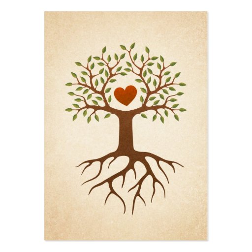 Tree with heart and roots business card templates (front side)