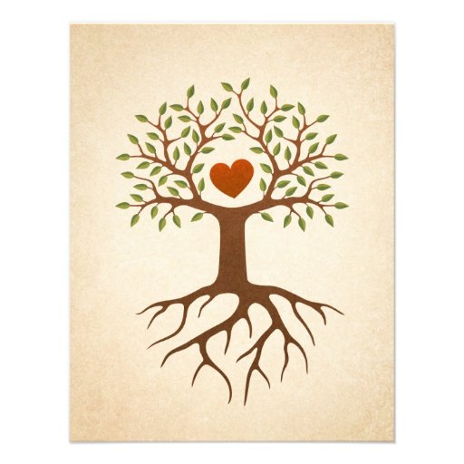Tree with heart and roots family reunion invite (front side)