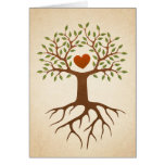Tree with heart and roots family reunion invite cards