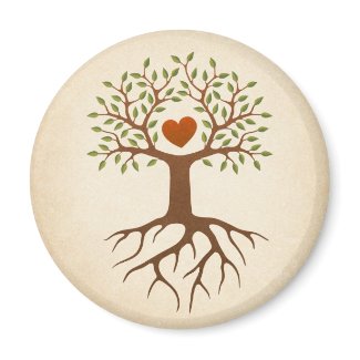 Tree with heart and roots magnet