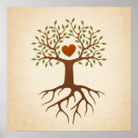 Tree with heart and roots posters