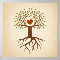 Tree with heart and roots poster