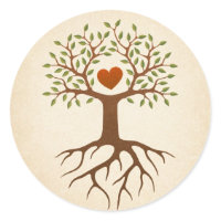 Tree with heart and roots sticker