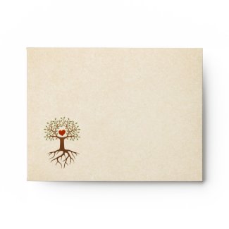 Tree with heart and roots textured envelope envelope
