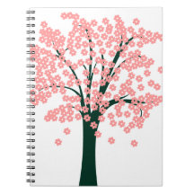Tree with Pink Flowers Spiral Note Books