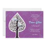 Tree with Stars Jew Bat mitzvah Invitation Purple