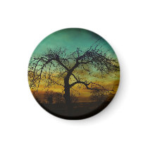 Tree with Sunset Backdrop Scene Fridge Magnet