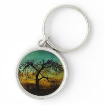Tree with Sunset Backdrop Scene Keychain