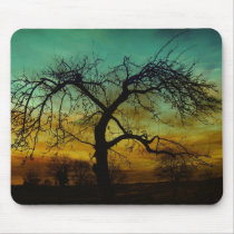 Tree with Sunset Backdrop Scene Mousepads