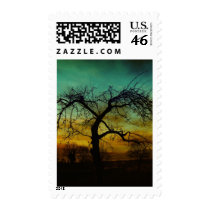 Tree with Sunset Backdrop Scene Stamp