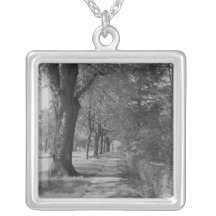 Treelined street with sidewalk necklace