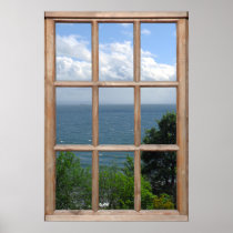 Trees and Sea View from a Window Posters
