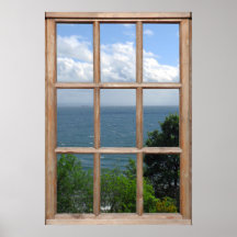 Trees and Sea View from a Window Posters