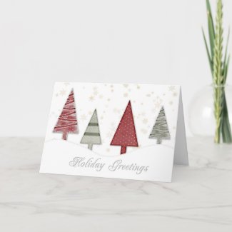 Trees Gold Snowflakes Christmas Greeting card