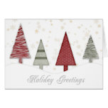 Trees Gold Snowflakes Christmas Greeting Cards