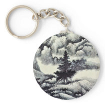 Trees In A Landscape By Kung Hsien (Best Quality) Keychains