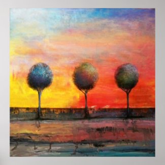 Trees in a Tuscan Sunset print