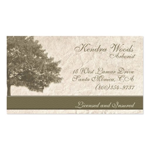 Trees in Tan Paper Business Card (front side)