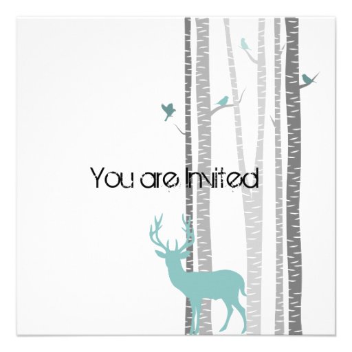 Trees with Deer Baby Shower Custom Announcement