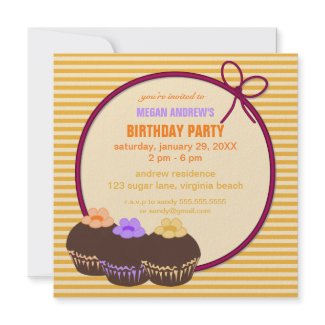 Trelaine Cupcake Birthday Party Invitation invitation