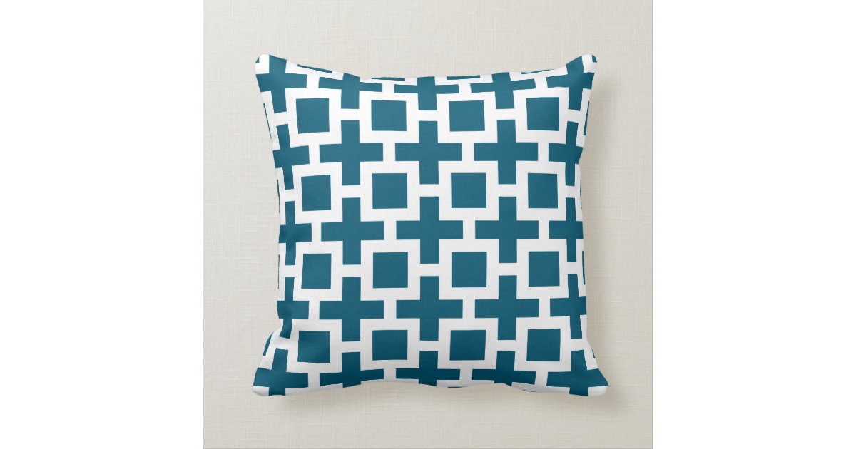 Trellis Pattern Peacock Blue Throw Pillow Zazzle
