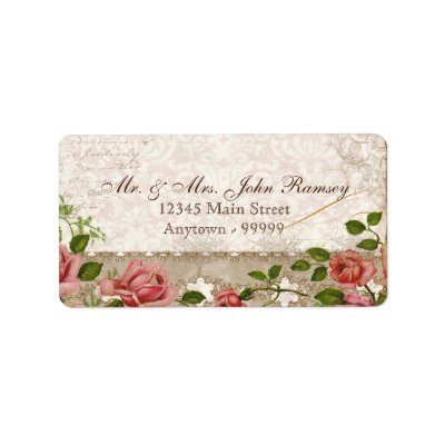 Trellis Rose Vintage Card Mailing Address Label