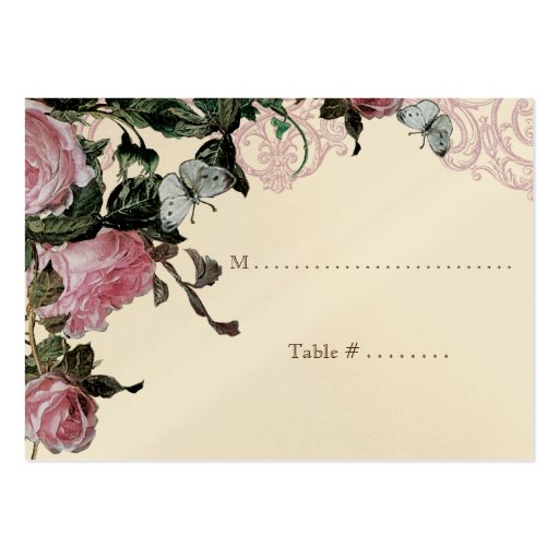 Trellis Rose Vintage - Escort Table Seating Cards Business Card (back side)