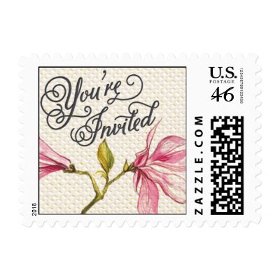 Trellis - You&#39;re Invited - 4C - Pink Postage Stamps
