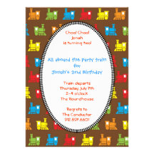 Tren de Choo Choo Invitacion Personal