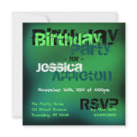 Trendy Abstract Green & Teal Birthday Invitations