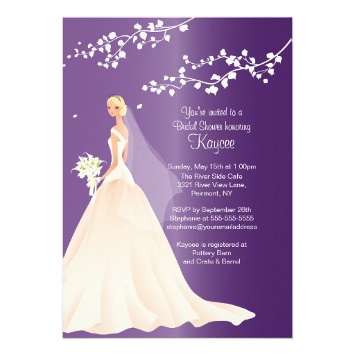 Trendy Amethyst BLONDE Bride Bridal Shower Invite