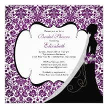 Trendy Amethyst Damask Bride Bridal Shower Invite