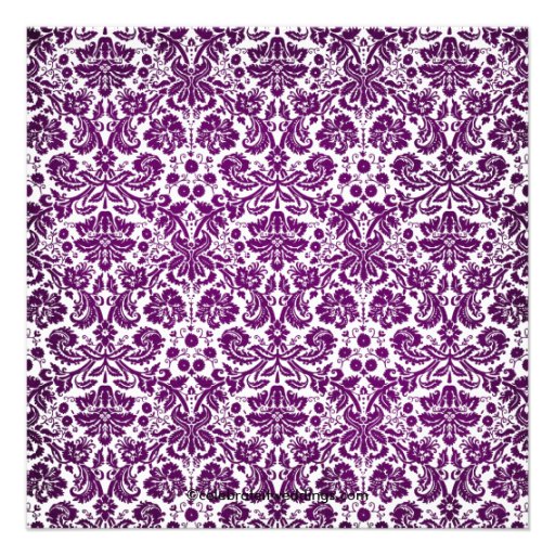 Trendy Amethyst Damask Bride Bridal Shower Invite
