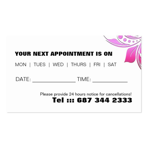 Trendy and Bold Hair Stylist Business Card (back side)