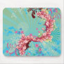 Trendy aqua pink ocean swirls mousepad