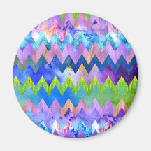 Trendy Artsy Watercolor Painting Chevron Pattern Magnets