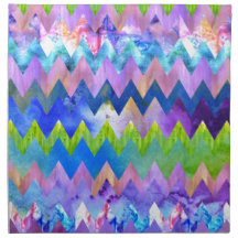 Trendy Artsy Watercolor Painting Chevron Pattern Napkins