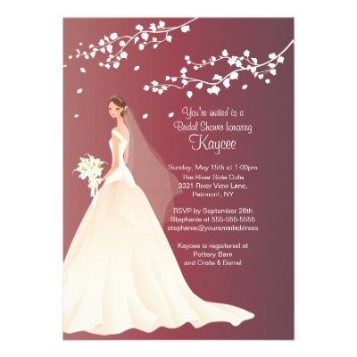 Trendy Autumn Crimson Bridal Shower Invite