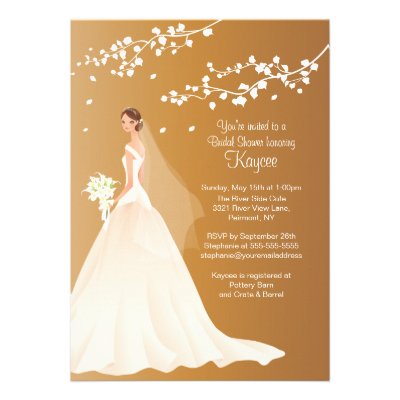 Trendy Autumn DK Gold Bride Bridal Shower Invite