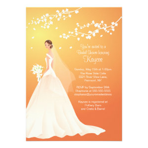Trendy Autumn Gold Bride Bridal Shower Invite