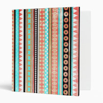 aztec, trendy, cool, illustration, vintage, funny, modern, geometric, pattern, abstract, cute, tribal, chevron, teal, coral, mayan, binder, Fichário com design gráfico personalizado