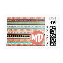 monogram, aztec, andes, custom, pattern, trendy, cute, stamp, illustration, vintage, funny, customize, abstract, girly, tribal, modern, mayan, postage, Stamp with custom graphic design